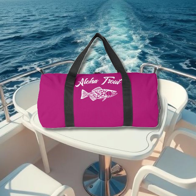 Aloha Trout-Hawaiian Pink Duffle Bag (Aloha Trout Fisherman Trend Hawaiian Fish Beach Summer duffel Bag )