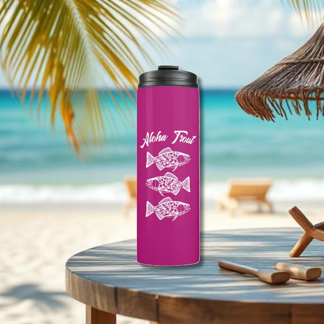 Aloha Trout-Hawaiian Pink Thermal Tumbler (Aloha Trout Fisherman Trend Hawaiian Fish Beach Summer Thermal Tumbler Dark Pink)