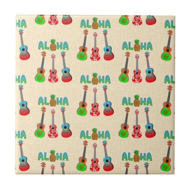 Aloha Ukuleles Island Music Ceramic Tile (Front)