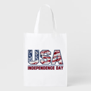 Aloha USA Hawaiian Patriotic Reusable Grocery Bag