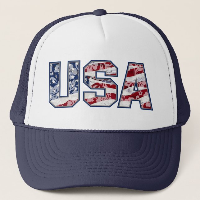 Aloha USA Independence Day American Trucker Hat (Front)
