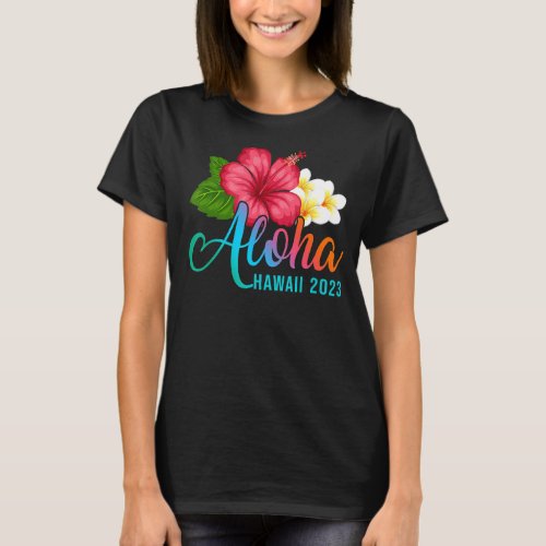 Aloha Vacation With Hawaiian Tropical Hibiscus Flo T_Shirt