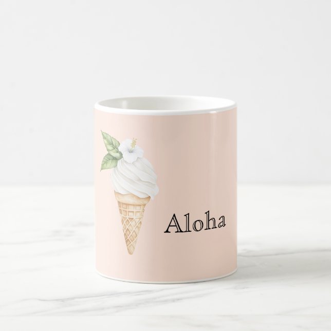 Aloha Vanilla Ice Cream Cone Hibiscus Flower Coffee Mug (Center)