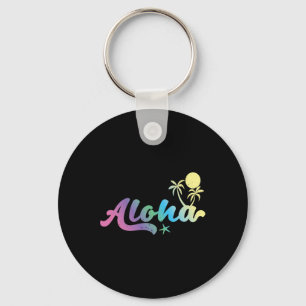 Aloha Vaporwave 80s Retro Hawaiian Boys Girls Keychain