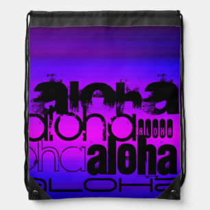 Aloha; Vibrant Violet Blue and Magenta Drawstring Bag