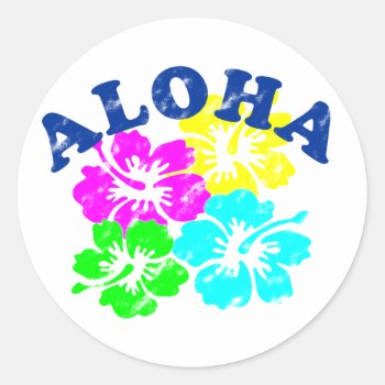 Aloha Vintage Classic Round Sticker Hawaiian by robby1982 at Zazzle