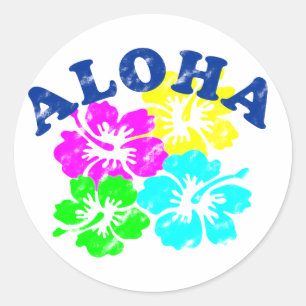 Aloha Vintage Classic Round Sticker Hawaiian