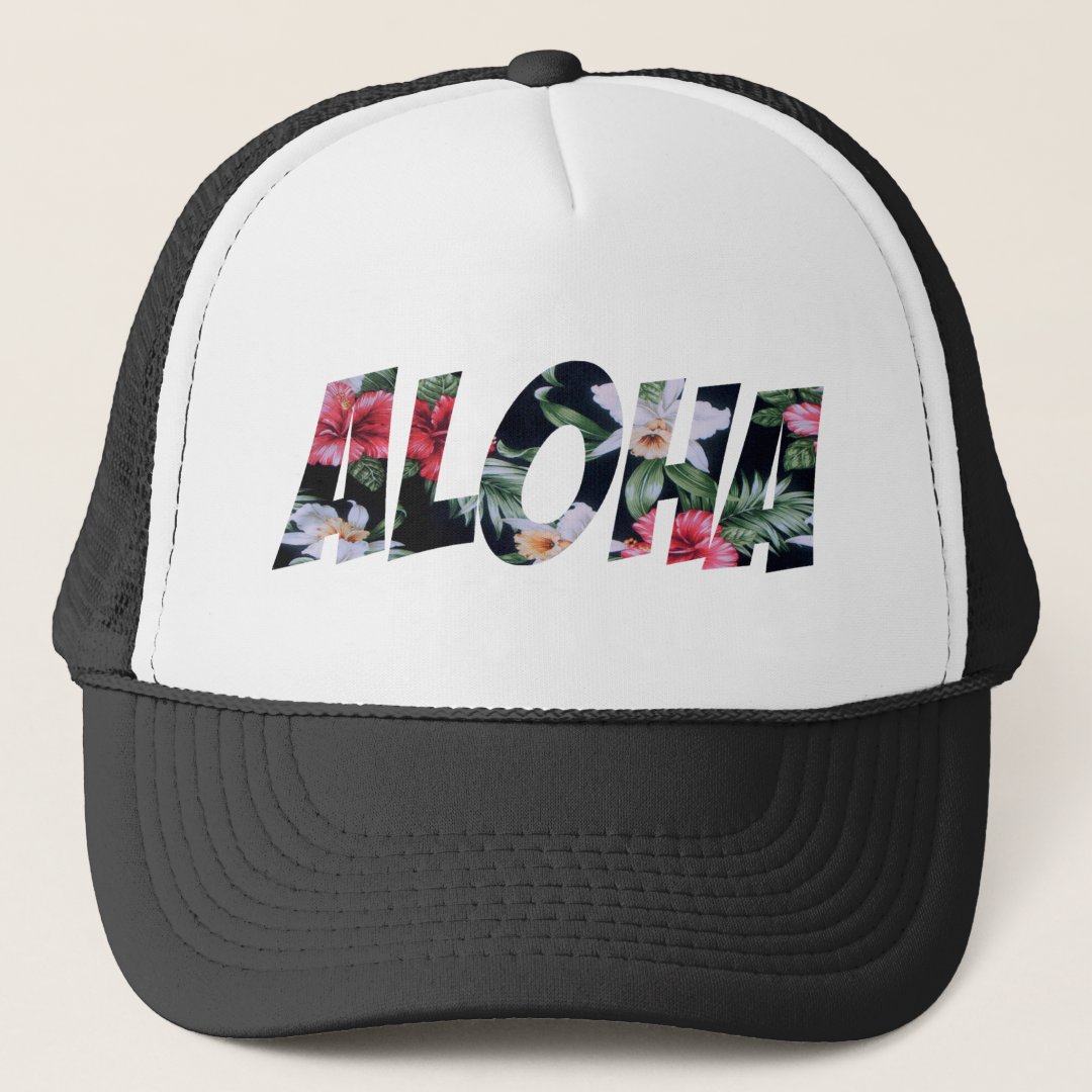 Aloha Vintage Hawaiian Print.png Trucker Hat | Zazzle