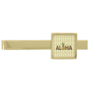 Aloha Vintage Pineapple Hawaiian Hawaii Gold Finish Tie Clip