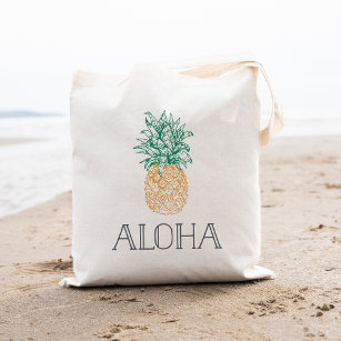 Aloha Vintage Pineapple Tote Bag