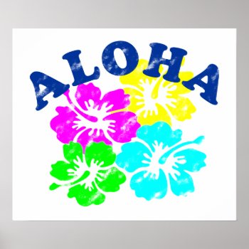Aloha Vintage Poster Colorful Hawaiian Flowers by robby1982 at Zazzle