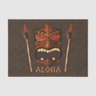 Aloha Vintage Wood Tiki Mask Party Tropical Tissue Paper