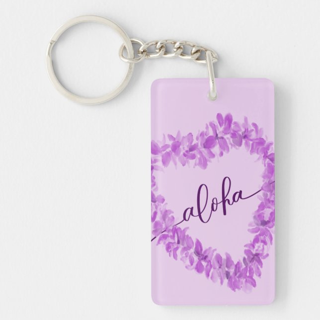Aloha Watercolor Orchid Lei Keychain (Front)