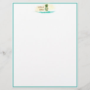 Aloha Watercolor Pineapple Island Letterhead
