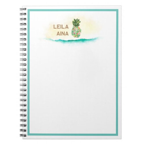 Aloha Watercolor Pineapple Island Notebook