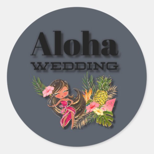 Aloha Wedding Classic Round Sticker