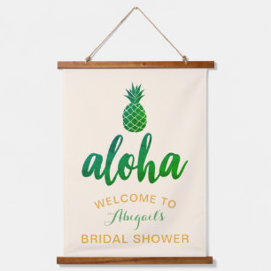 Aloha Welcome Bridal Shower (Green) Hanging Tapestry