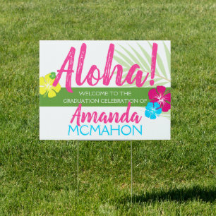 Aloha Welcome & Goodbye Luau Graduation Party Sign