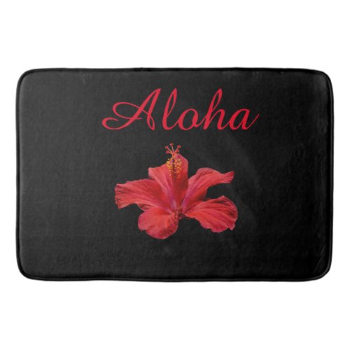 Aloha Welcome Tropical Hawaiian Hibiscus Flower Bath Mat