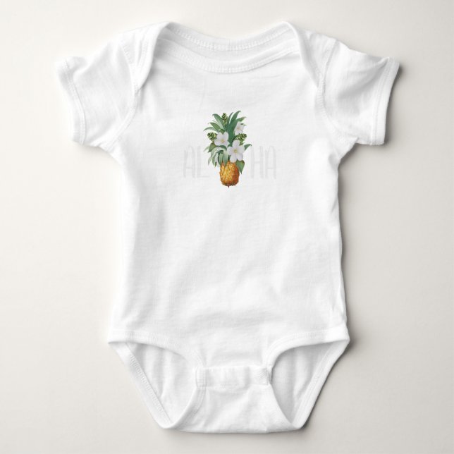 Aloha White Floral Pineapple T-Shirt (Front)