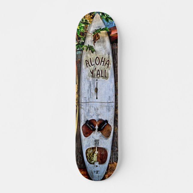 Aloha Y'ALL Tropical skateboard Deck (Front)