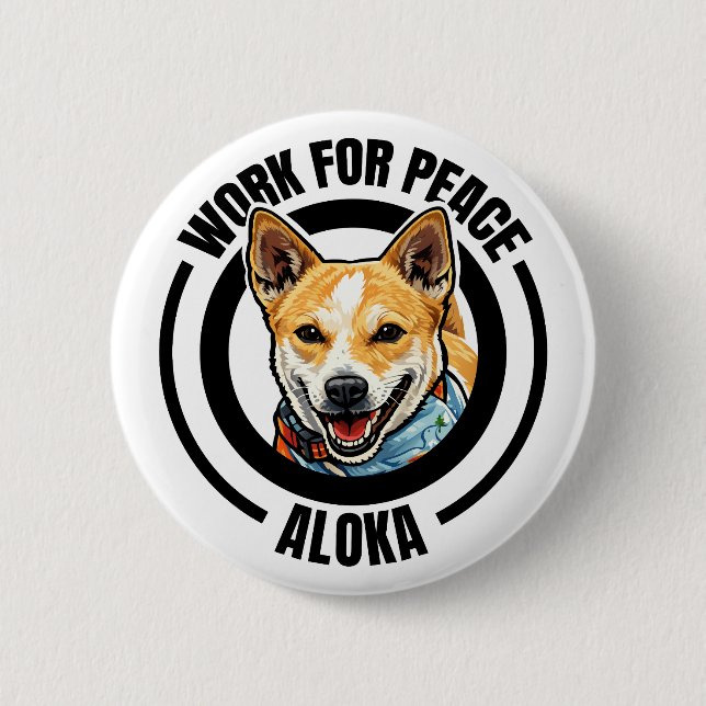 Aloka Dog Walk For Peac Button (Front)