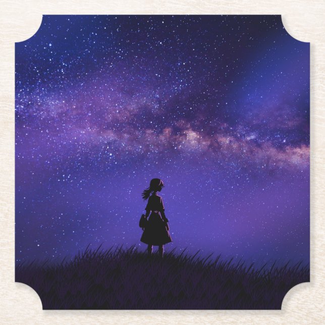 Alone and Starry Night  Paper Coaster (Front)