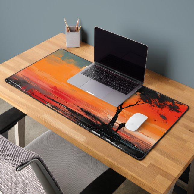 Alone by the Lake – Solitude at Sunset Desk Mat (Office 2)