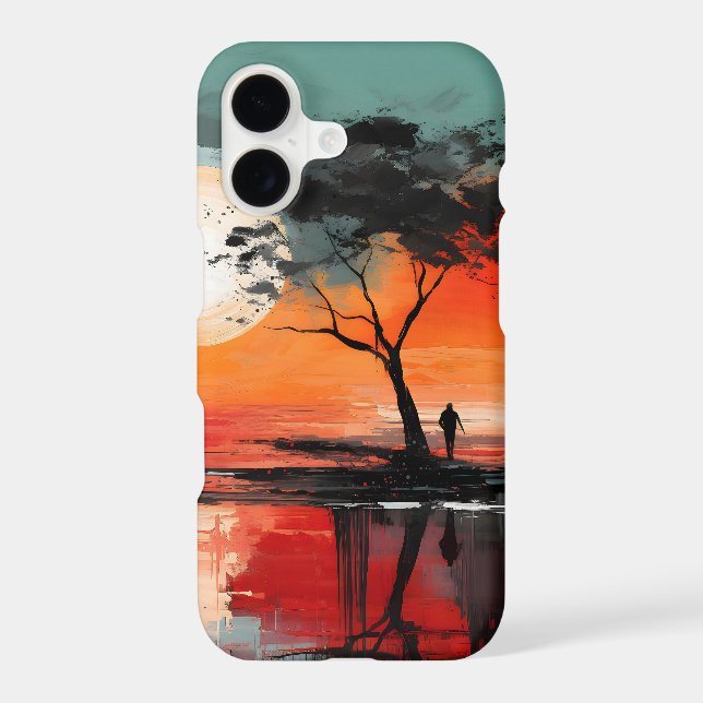 Alone by the Lake – Solitude at Sunset iPhone Case (Back)