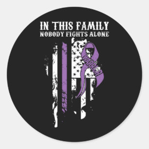 Alone- Fibromyalgia Awareness Supporter Ribbon  Classic Round Sticker