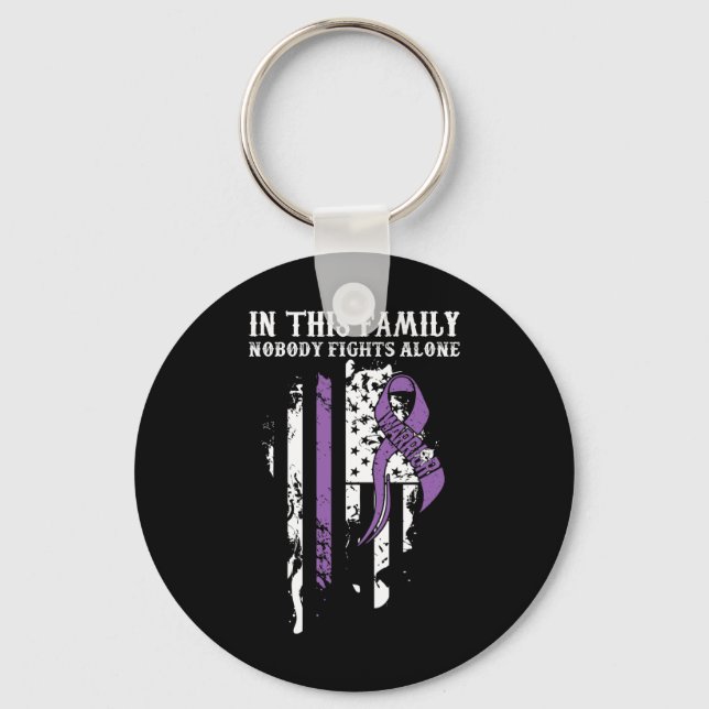 Alone- Fibromyalgia Awareness Supporter Ribbon  Keychain (Front)