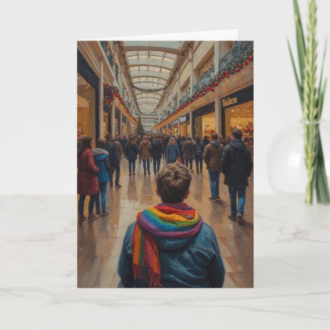 Alone for the Holidays:Gay LGBTQIA+ Christmas Card (Front)