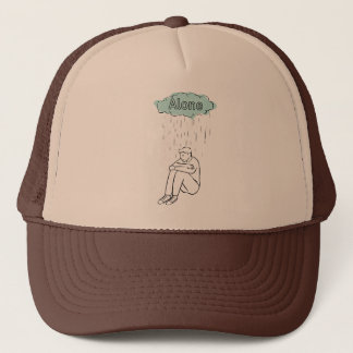 "ALONE" Minimalist Typography Black Baseball Cap