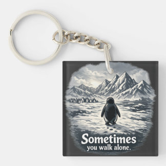 Alone Penguin on Icy Horizon Keychain