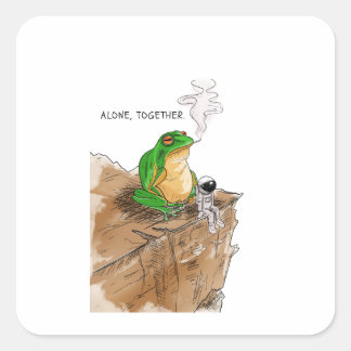 Alone, Together – Cosmic Loneliness Astronaut and Square Sticker