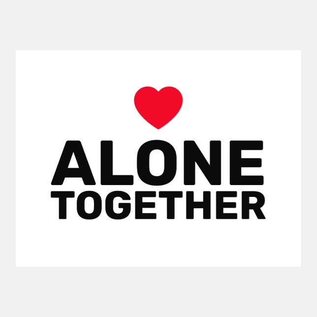 Alone Together Heart Message Postcard Template (Front)