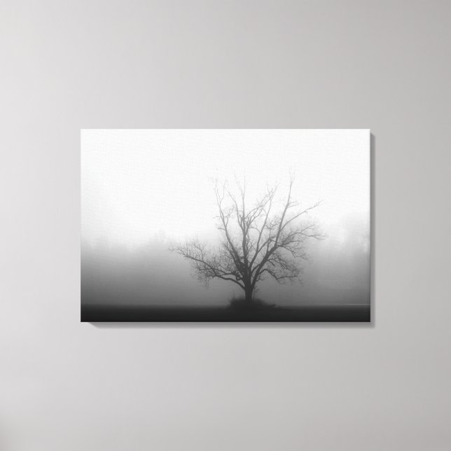 Alone - tree in morning fog Wrapped Canvas (Front)
