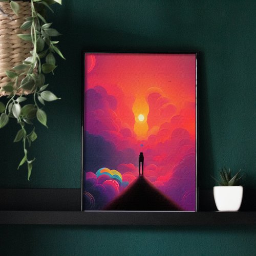  Alone walking into Colorful clouds  Poster