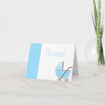 Along Came A Carriage Blue Baby Shower Thank You by BellaMommyDesigns at Zazzle