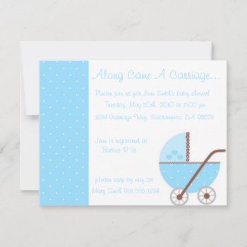 Along Came A Carriage In Blue Baby Shower Invitati Invitation by BellaMommyDesigns at Zazzle