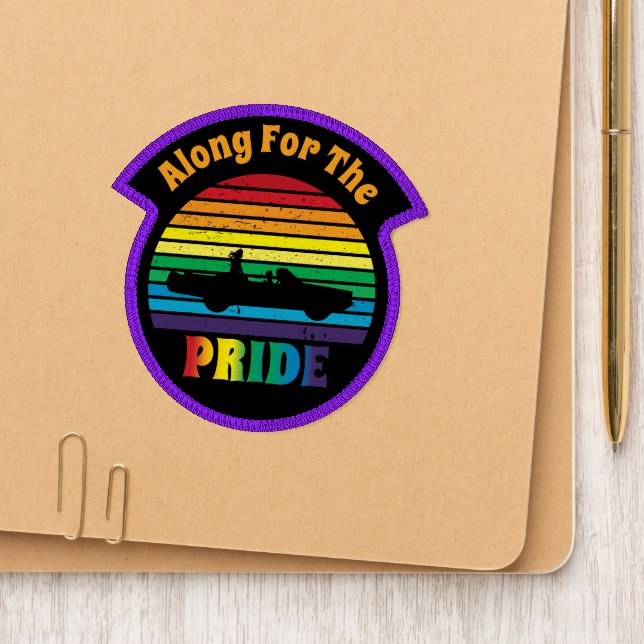 Along for the Pride Retro 70's Rainbow Sunset Patch (On Folder)