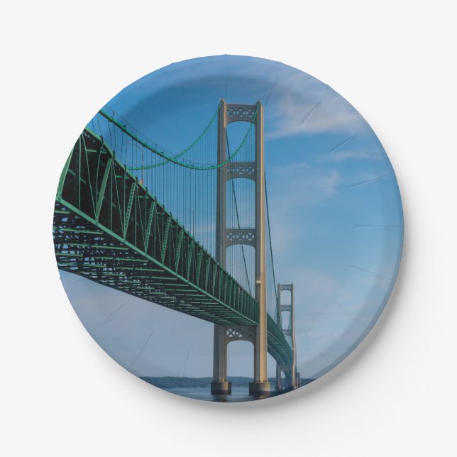 Along Mackinac Bridge Paper Plates (Front)