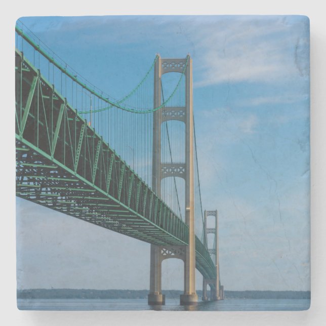 Along Mackinac Bridge Stone Coaster (Front)