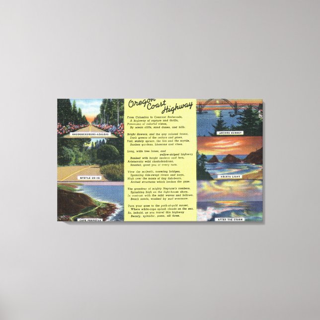 Along the Oregon Coast Highway with a Poem Canvas Print (Front)