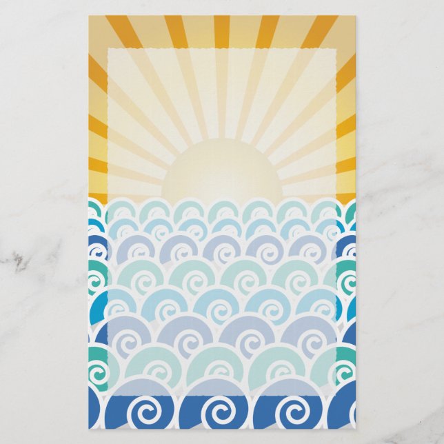 Along the Waves Blue Stationery (Front)