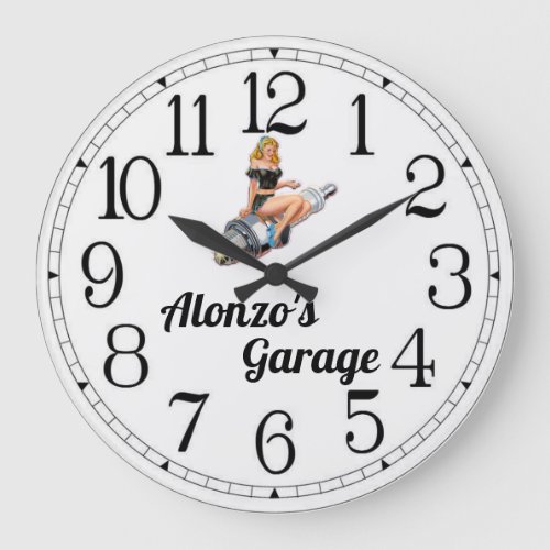 Alonzos Spark Plug Pin Up Large Clock