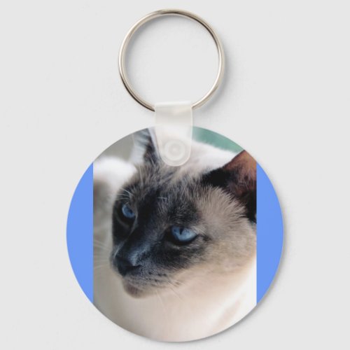 Aloof Siamese Cat Basic Button Keychain