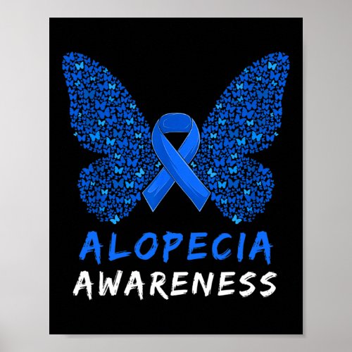 Alopecia Areata Awareness Month Blue Ribbon  Poster