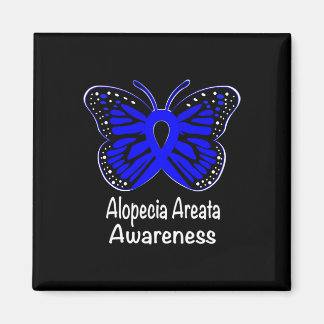 Alopecia Areata Awareness Warrior Support Blue Rib Magnet
