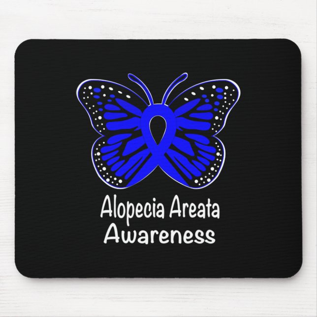 Alopecia Areata Awareness Warrior Support Blue Rib Mouse Pad (Front)